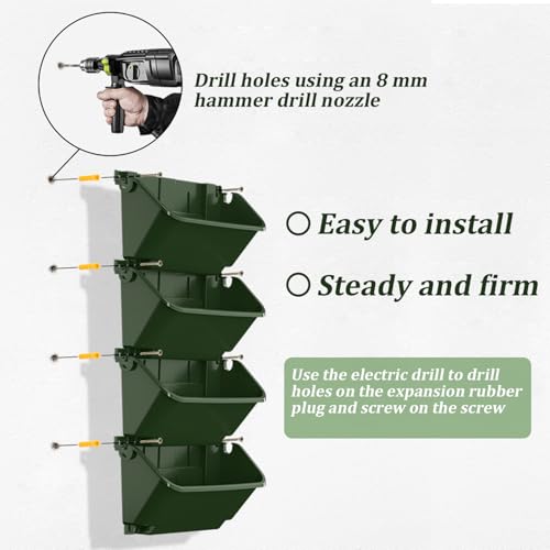 Jardinière verticale plastique empilable 4 pièces NIDONE pot mural 350ML - 6