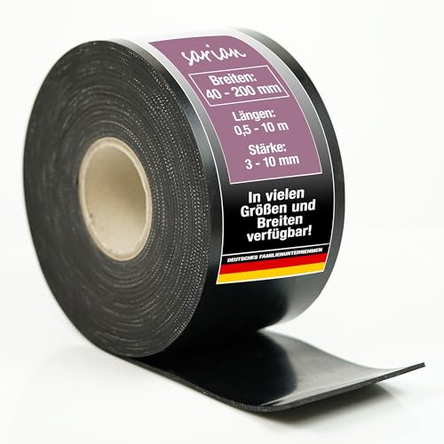Gummistreifen BIS 10 Meter Länge mit Gewebeeinlage 3-10mm stark, viele Größen und Breiten Gummirollen Industriequalität Hartgummi Vollgummi (LxB 8m x 15cm, 5mm Stärke)