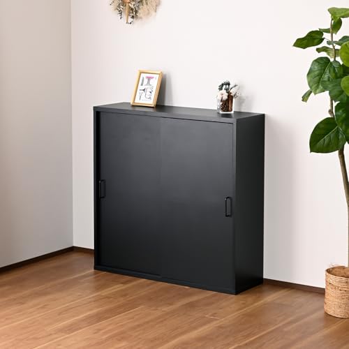 �R�P(YAMAZEN) �{�I ���t�� ������ ��90.5 ���s29 ����92.5cm ��e�� �ςݏd�ˉ\ �X���C�h�� �ؐ� 4�i �X���� �}�b�g�u���b�N COR-9090SD(MBK)