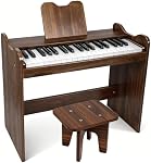 Kids Piano Keyboard, 37 Keys Wooden Digital Piano with Stool and Music Stand, Educational Musical Instrument Toy, Christmas Birthday Gifts for Girls and Boys Over
