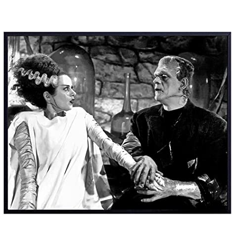 Bride of Frankenstein Decor - Frankenstein Poster 8x10- Home Theater Decor for Women - Bridal Shower Gifts Decorations - Horror Movie Posters- Hollywood Movie Wall Art Photo -Frankenstein Mary Shelley