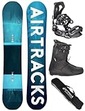 AIRTRACKS Snowboard Set Paquete Completo Tabla Blue Drifter Wide Hybrid Rocker Hombre 164 + Fijaciones Master + Botas Master QL 40 + SB Bag
