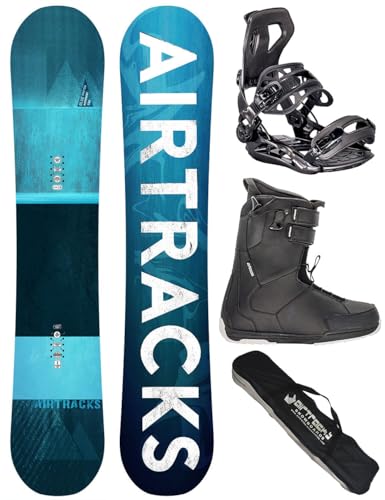 AIRTRACKS Snowboard Set Board Blue Drifter Wide Hybrid Rocker 150 + Snowboard Bindung Master + Boots Master QL 43 + Sb Bag