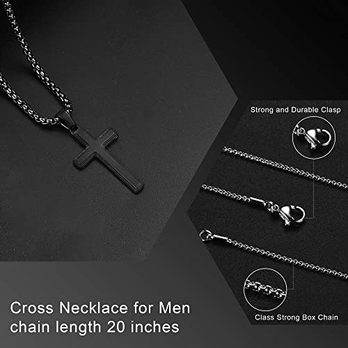 Ieftop Grandson Gifts Grandson Necklaces, Stainless Steel Black Cross Necklace For Men Jewelry Grandson Gifts Fathers Day Birthday Gifts For Grandson Christmas Gifts For Men #TOP5