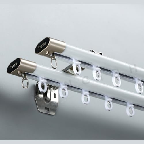 Image of Jangirh 4.5 Feet Sleek Silent /Curtain Track Rail Channel for Windows /Door /Office Wall Fit, Complete Set of Accessories with Screws & Wall Plugs, White inch