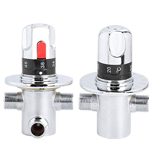 1 Pièces Vanne Thermostatique, Laiton Massif G1 / 2 Filetage Eau Chaude/Froide Vanne de Robinet de Contrôle de Température, 38 Bouton de Protection de Sécurité, pour Chauffe-Eau, Système de Douche - Image 6
