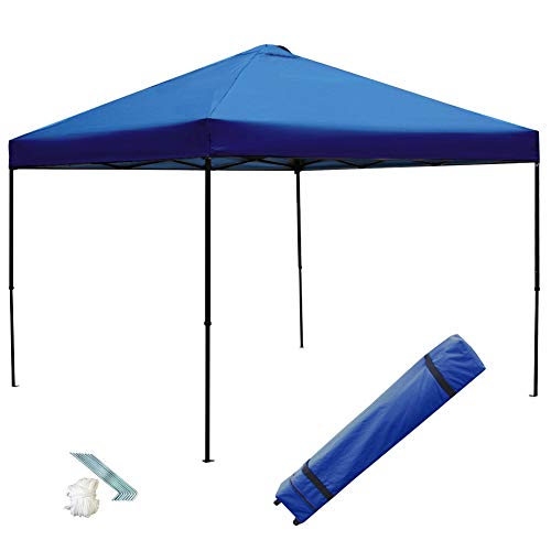 FORUP 10'x10' Canopy Tent, Outdoor Portable Instant Pop-Up Canopy Tent with Roller Bag (Tan) (Blue)