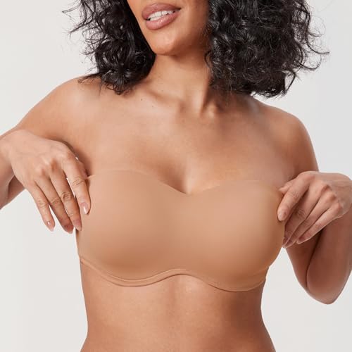 Image of DELIMIRA Women's Strapless Bra Minimizer Seamless Underwire Unlined Bandeau for Big Bust