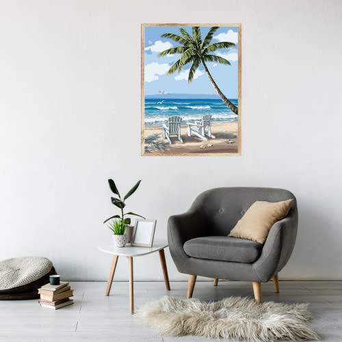 RMANA Acrylic Paint by Number Landscape On Canvas Art for Beginner Adults Students Teens Painting by Numbers DIY Arts Crafts Numero Advanced Abstract Sunny Beach Palm Tree Colorful Box Christmas Gift by Rmana - Used condition - Image 4