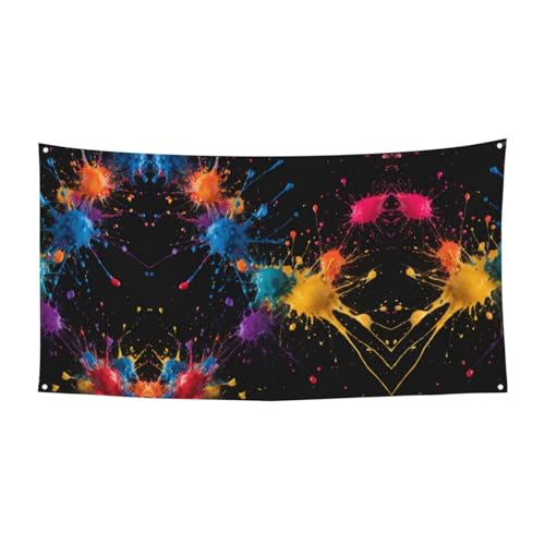 MINDBBDFJ Colorful Paint Print Banners And Signs For Outdoor/Indoor,Personalized Banner Customizable Parties Halloween Banner (180x90cm)