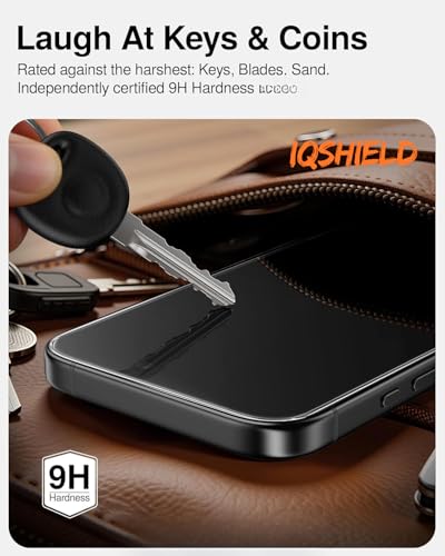 Image of IQShield My-View Privacy Screen Protector Tempered Glass Guard for iPhone 16 and iPhone 15, 9H Hardness, 2-Way Anti-Spy, Case Friendly [1 Pack]