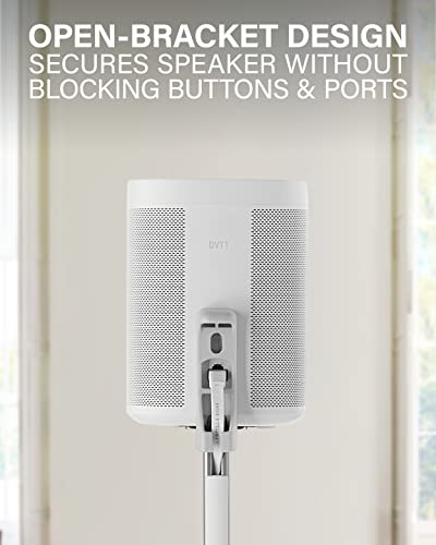 Sanus Adjustable Height Wireless Speaker Stands Designed For Sonos One, One Sl, And Play:1 - Tool-Free Adjustment Up To 16" And Built-In Cable Management - White / Pair #TOP4