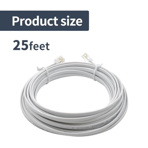 XANHAM Phone Cable 25 Feet Telephone Line Cord with RJ11 6P4C Connectors for Landline Phone, Fax Machine and Modem, for Both in-Wall and Out-Wall Using, White, AV04218 - Thumbnail 7