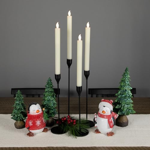 Northlight Set of 4 Solid Cream Flameless LED Constant Wax Taper Candles 9.5