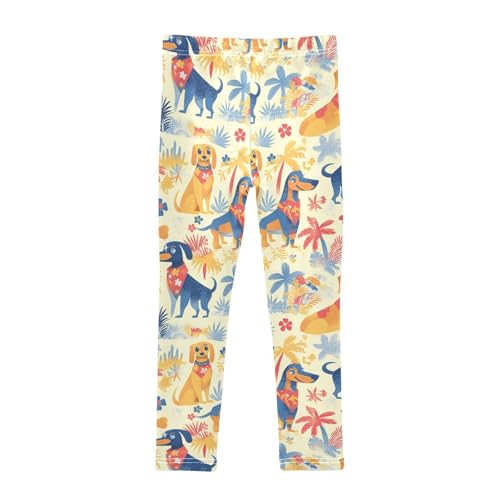 KLL Dachshund Dreams of A Bone Little Girls Athletic Leggings Stretchy Full Length Workout Pants Exercise2