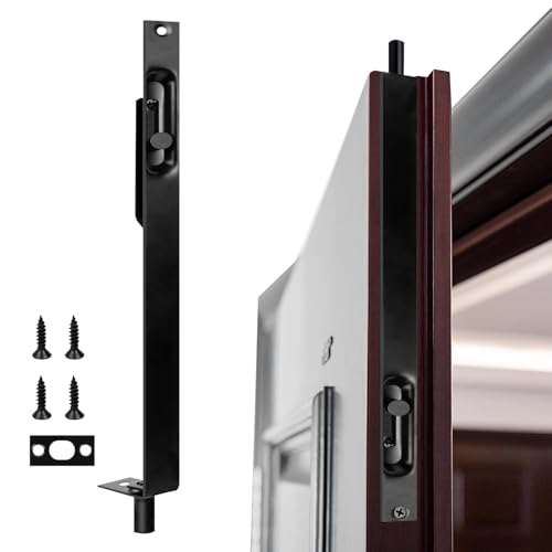 Catenaccio A Filo Porta, Scorrevole Scomparsa, Per Bordo Porta Con Doppia Apertura Di Sicurezza, Doppia, Terrazza, In Legno, Serratura Finestra (Nero)