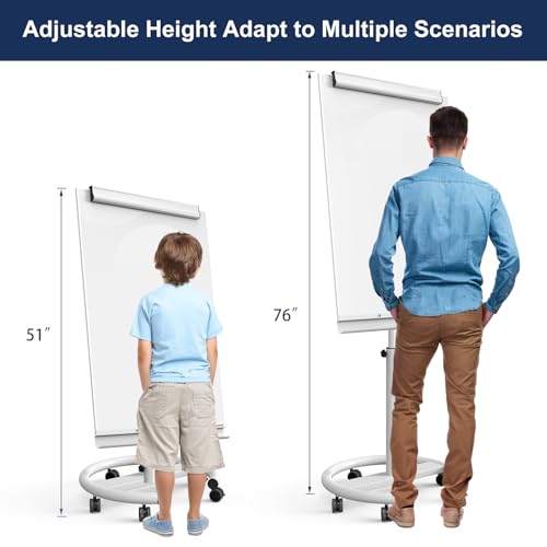 Image of TSJ OFFICE Rolling Whiteboard Standing - 40 x 26 Inches Mobile White Board