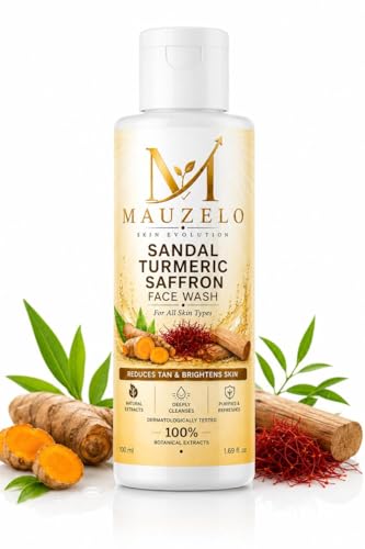 Image of Sandal Turmeric Saffron Face Wash for Men & Women | Deep Cleansing Skin Brightening Face Cleanser | Removes Tan, Dirt & Excess Oil | Natural Botanical Extracts | All Skin Types | 100ml