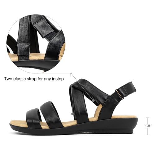 VJH confort Women’s Flat Sandals, Soft Straps Slip-on Open Toe Light Weight Elastic Slingback Comfort Casual Walking Sandals2