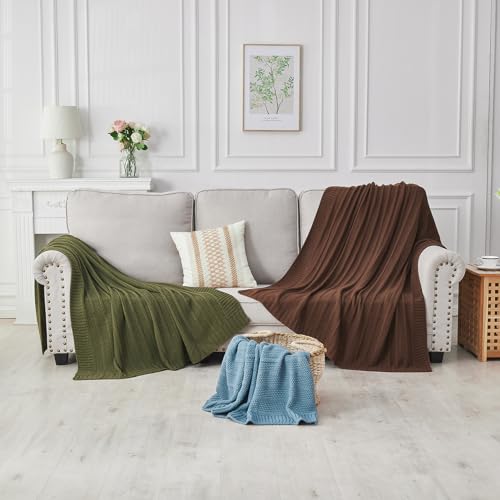 Douceur Cream Throw Blanket for Couch, Soft Cozy Lightweight Stripe Pattern Knitted Throw Blanket for Sofa, Living Room, 50"X60" by Douceur - Used condition - Image 8