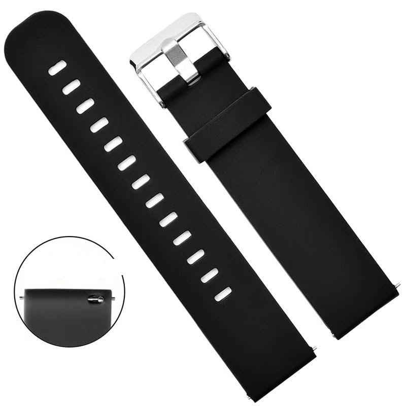 Bracelet de montre en silicone 18mm 20mm 22mm étanche noir