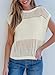 EVALESS Women's 2026 Spring Summer Crochet Cap Short Sleeve Sweaters Tops Trendy Fashion Casual Hollow Out Knit Beach Vacation Outfits Coverup Clothes,White Medium