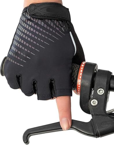 Image of UROCK Microfiber Breathable Cycling Gloves for Men & Women, Half Finger Cycling Gloves, Perfect Bike Riding Gloves, Sports Gym Gloves (Black, L)
