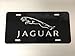 Diamond Etched Jaguar Logo Car Tag on Black Aluminum License Plate