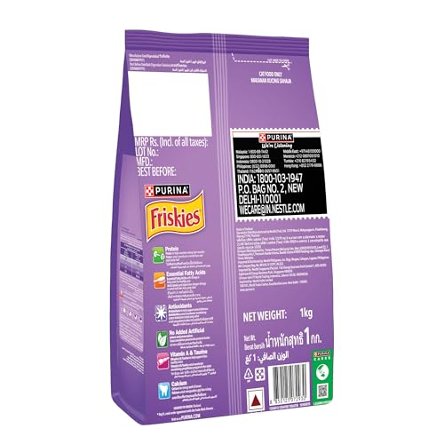 Image of FRISKIES Surfin' Favourites Cat Food, Mackerel Tuna Salmon & Sardine Flavours, 1kg, Packet (Pack of 2), Adult, Dry