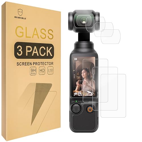 Mr.Shield Screen Protector For DJI Osmo Pocket 4/3/Xtra Muse [Lens+LCD Screen] [3+3 Pack] [Tempered Glass] [Japan Glass with 9H Hardness] Screen Protector