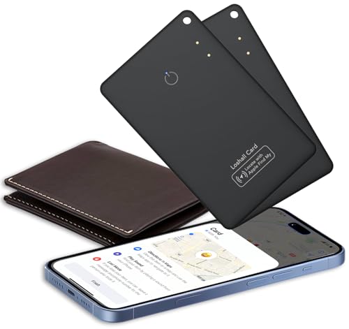 CASCHO 2 Pack Wallet Tracker Card Localizador Ultradelgado 1.6mm, Recargable Air Smart Tracker Card Compatible con App Buscar Apple (Sólo iOS), Impermeabile Rastreador Buscador para Portafogli/Llaves