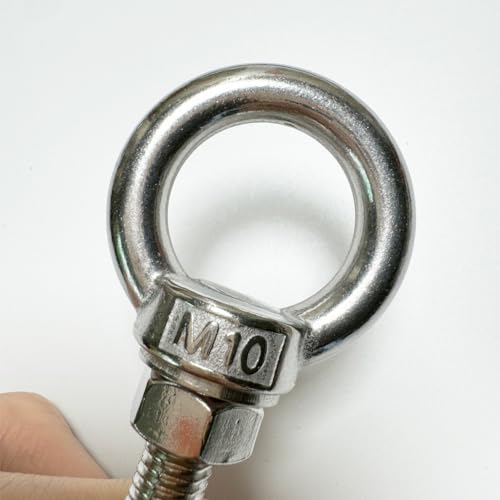 Image of Shoulder Eye Bolt, 2 PCS M10 Heavy Duty Lifting Ring 2.4 inch Threaded Eyebolt Lifting Ring Eye Bolts with Nuts and Flat Washers(Thread Length 60mm)