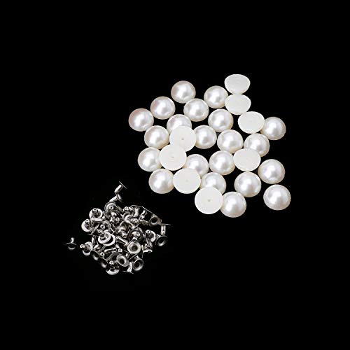 Trimming Shop Half Round Pearl Rivets Studs with Pins for Embellishment Clothing, Bags, Leathercrafts, Shoes Decoration, Jewelry Making (10mm, 100 Set)
