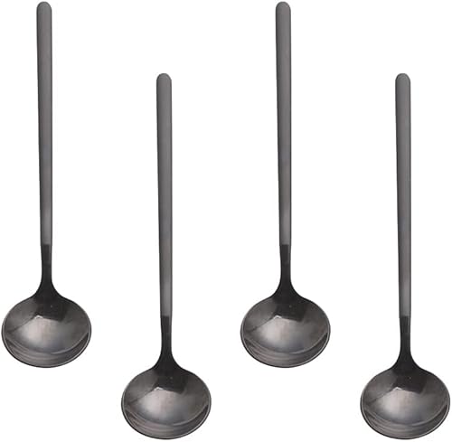 Juego de 4 cucharas de espresso de acero inoxidable 188, 5.2 pulgadas Vogue Mini cucharaditas para revolver café, pastel de postre, helado, sopa,