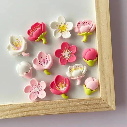 12 imanes decorativos magnéticos flor rosa para nevera