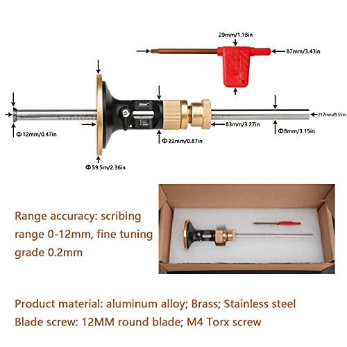 Kit de medidor de marcação de roda – 1 chave de corte extra, medidor de marcação de roda com lâmina