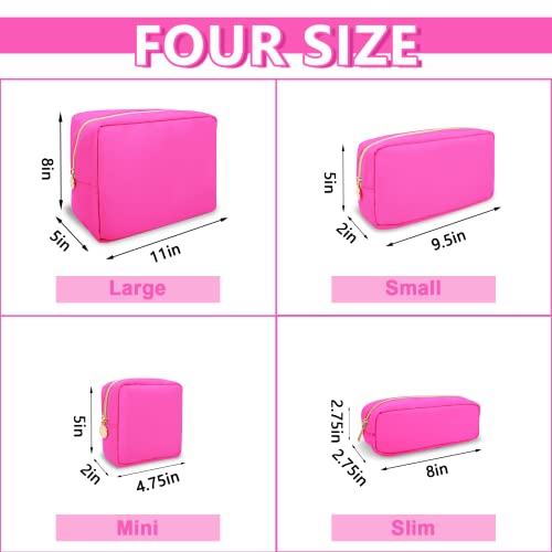 Waterproof Small Makeup Bag Pouch For Purse,Nylon Travel Toiletry Storage Bag Cute Preppy Cosmetic Bag For Women Girl,Waterproof Makeup Organizer Bag Skincare Bag Purse With Zipper(Small-Hot Pink) #TOP2