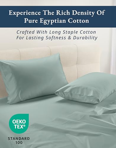 Image of LANE LINEN King Sheet Set 100% Egyptian Cotton Sateen - Jadeite