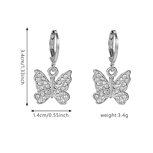 Rhinestone Animal Charm Tiny Cute Butterfly Drop Gold Hoop Earrings Hanging Women Huggie Hoop Earrings Summer Jewelry4