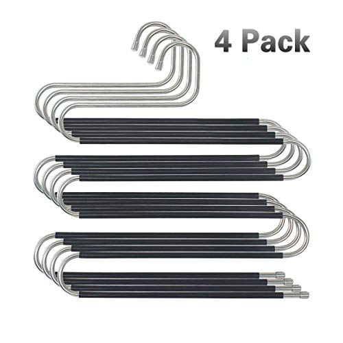 Homened Cintres Multiples, cintres de Pantalon Stables et Peu encombrants, cintres en métal Multiples, Offre de la Place pour 5 Pantalons, en Forme de S antidérapante.