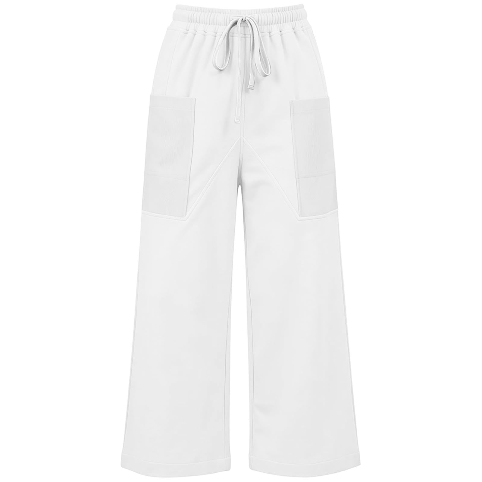 Pantalon Jogging Large Femme Automne Mi-Saison Poches Taille Haute Sport