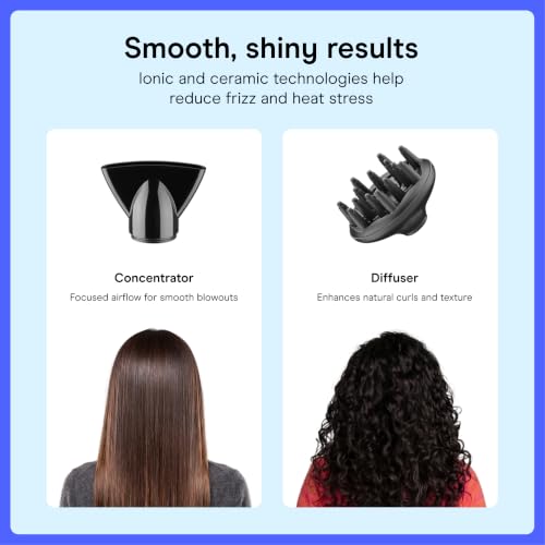 Image of Conair Professional AC Motor Hair Dryer | Fast Drying Professional Airflow for All Hair Types, Includes Concentrator and Diffuser, Plum, 650AML