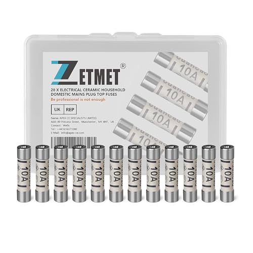 28 x 10Amp Fuses BS1362 Electrical Ceramic Household Domestic Mains Plug Top Fuses