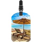 Hermosas etiquetas tropicales de piel sintética con diseño de palmera de coco para silla de viaje