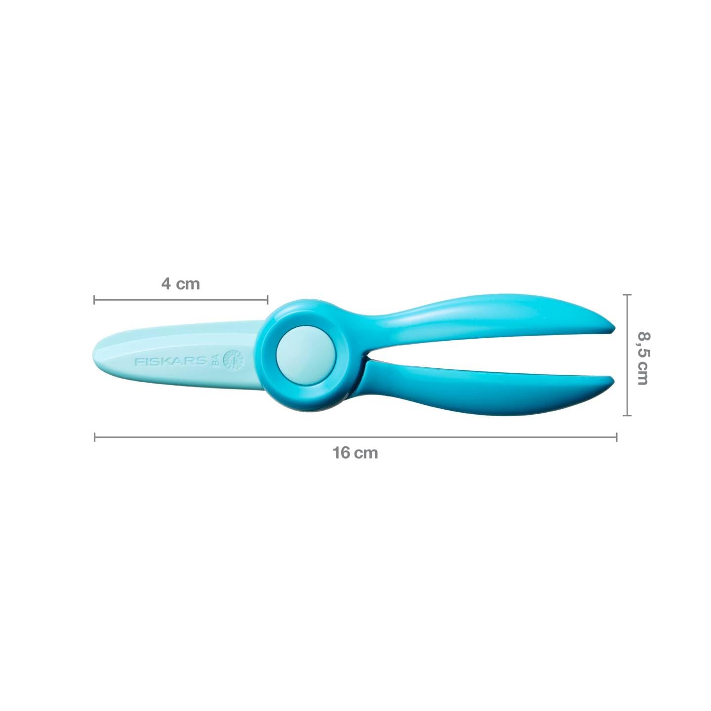 Fiskars Children's Scissors, from 2 Years, for Learning to Cut Length: 13 cm, Blades and Handles Made of Plastic, Blue-Green - Image 3