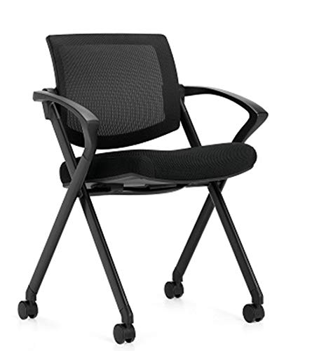 Offices to Go OTG11340B Mesh Back Flip Seat Nesting Chair, 22" w x 22" d x 33" h, Set of 2