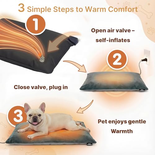 PetTemp Outdoor Heated Pet Heating Pad for Medium Dogs & Cats, Waterproof Heated Bed with Auto Temp Control & Chew-Resistant Cord, Warm Bed for Pet Houses & Garages, 35W (19.6" x 15.7") by PetTemp - Image 4