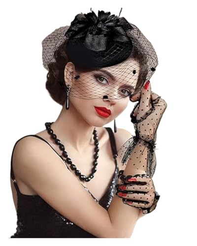 Chapeau fascinateur rétro noir pour masquer les cheveux en fête