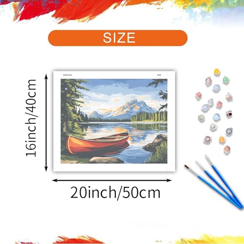 ARNLRDYA Boat Lake Paint by Numbers Kits, Natural Landscape Paint by Number for Beginner, Mountain Forest Scenery DIY Acrylic Painting for Home Decor(16×20inch, Unframe) by ARNLRDYA - Used condition - Image 5