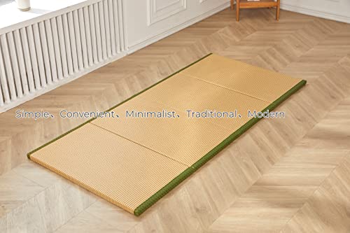 Lovextong Tatami Mat Rattan Futon Mattress Twin Traditional Japanese-Style Tatami Bed Easy Storage 35.4”*78.7”*1.2” (Green) #TOP3